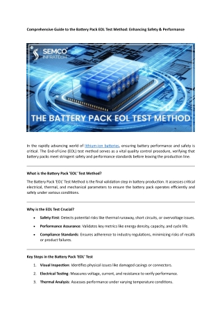 Comprehensive Guide to the Battery Pack EOL Test Method Enhancing Safety & Performance