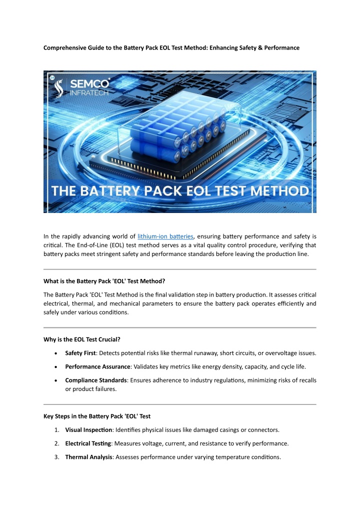 comprehensive guide to the battery pack eol test