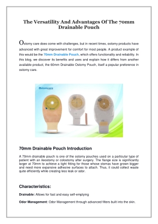 The Versatility and Advantages of the 70mm Drainable Pouch
