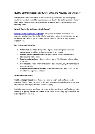 Unlock Efficiency with Quality Control Inspection Software