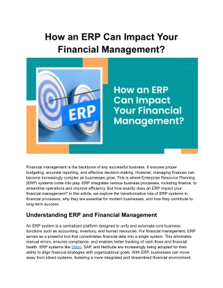 How an ERP Can Impact Your Financial Management