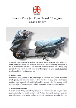 How to Care for Your Suzuki Burgman Crash Guard