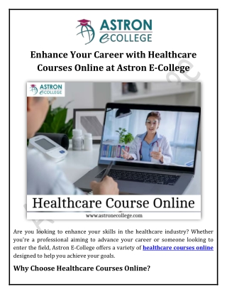 Enhance Your Career with Healthcare Courses Online at Astron E College