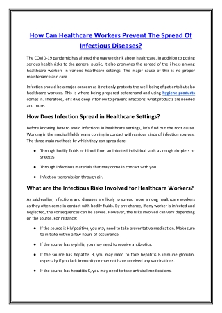 How Can Healthcare Workers Prevent The Spread Of Infectious Diseases_ 