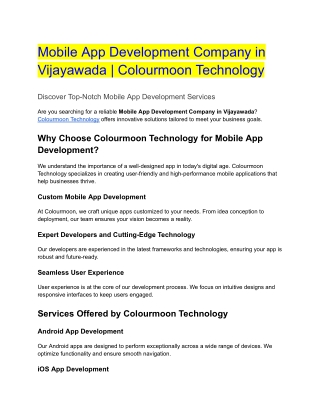 Mobile App Development Company in Vijayawada _ Colourmoon Technology