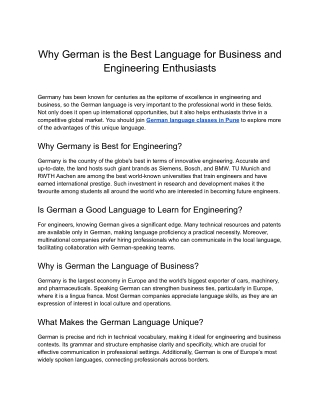 SIFIL- Why German is the Best Language for Business and Engineering Enthusiasts