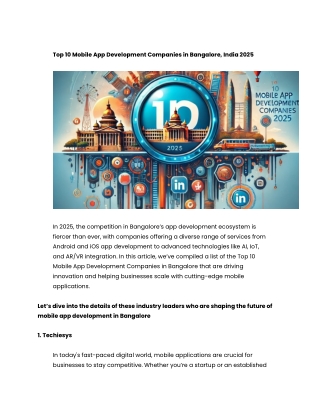 Top 10 Mobile App Development Companies in Bangalore, India 2025