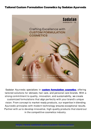 tailored custom formulation cosmetics by sadatan