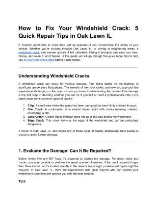 How to Fix Your Windshield Crack_ 5 Quick Repair Tips in Oak Lawn IL