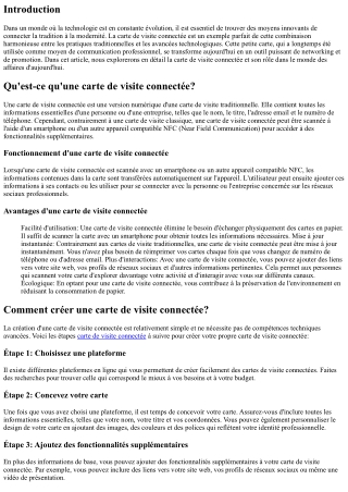 Carte de Visite Connectée: Le Pont entre Tradition et Modernité