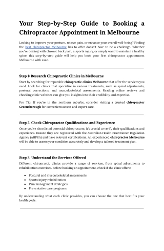 Your Step-by-Step Guide to Booking a Chiropractor Appointment in Melbourne