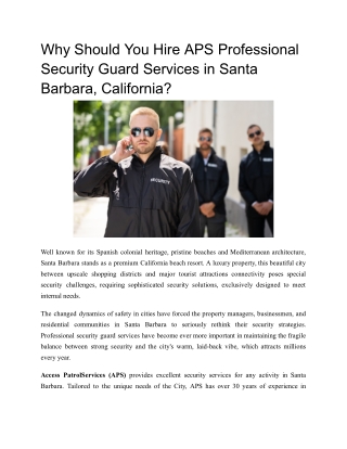 Why Should You Hire APS Professional Security Guard Services in Santa Barbara, California