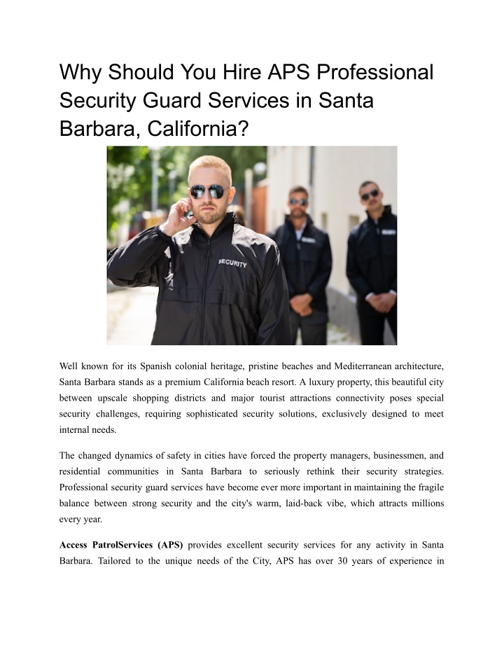 why should you hire aps professional security