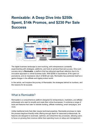 Remixable: A Deep Dive Into $250k Spent, $14k Promos, and $230 Per Sale Success