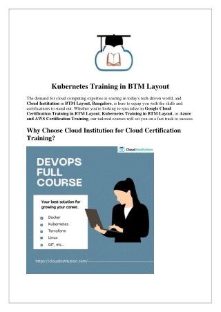 Kubernetes Training in BTM Layout