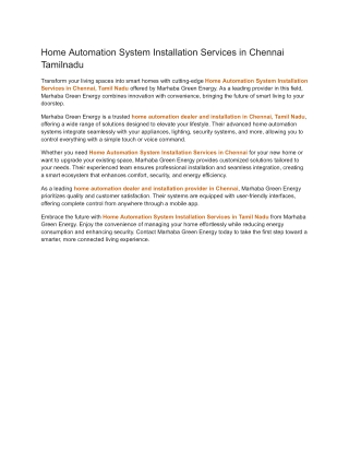 Home Automation System Installation Services in Chennai Tamilnadu