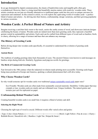 Wooden Cards: A Perfect Blend of Nature and Artistry