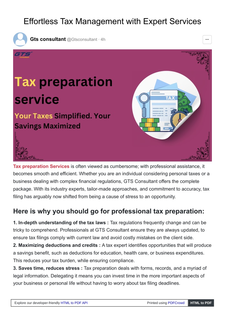 effortless tax management with expert services