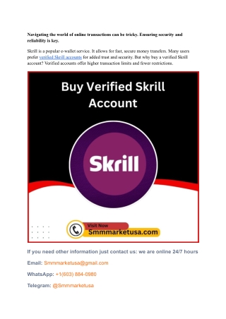 Buy Verified Skrill Accounts for Easy & Reliable Transactions