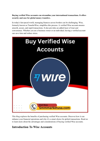 buying verified wise accounts can streamline your