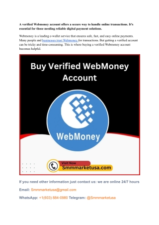 Premium Verified WebMoney Accounts for Safe and Easy Transfers