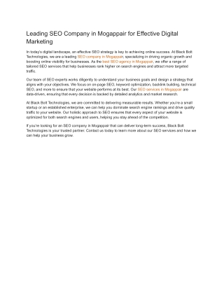 Leading SEO Company in Mogappair for Effective Digital Marketing