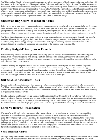 Top Solar Consultation Services at Budget Prices