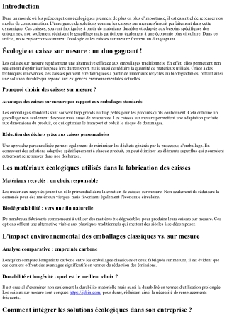 Écologie et caisse sur mesure : un duo gagnant !