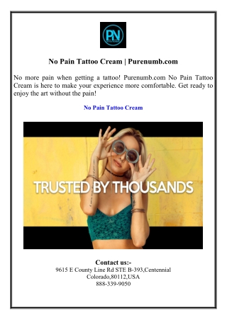 No Pain Tattoo Cream  Purenumb.com
