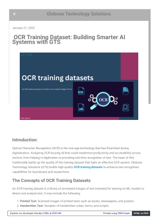 OCR Training Dataset Building Smarter AI Systems with GTS