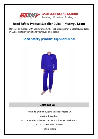 Road Safety Product Supplier Dubai  Msbmgulf.com