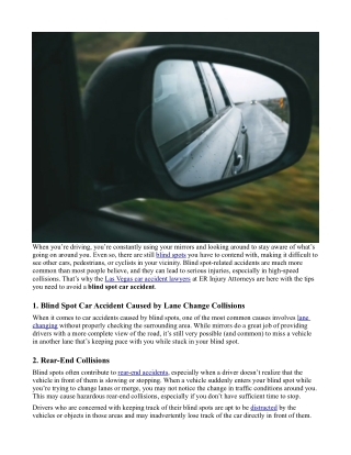 Corey Eschweiler: 4 Ways Blind Spots Can Lead to Car Accidents