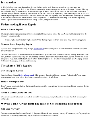 Why DIY Isn't Always Best: The Risks of Self-Repairing Your iPhone