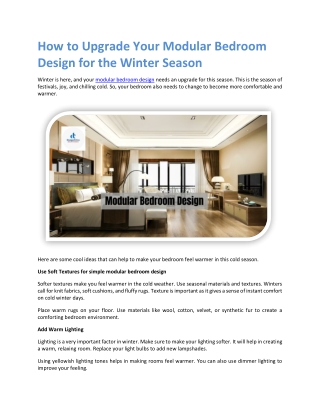 How to Upgrade Your Modular Bedroom Design for the Winter Season