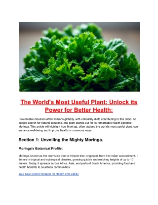 The World's Most Useful Plant: Unlock its Power for Better Health: