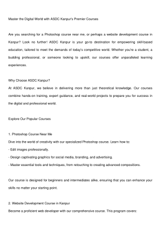master the digital world with asdc kanpur