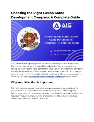 Choosing the Right Casino Game Development Company_ A Complete Guide