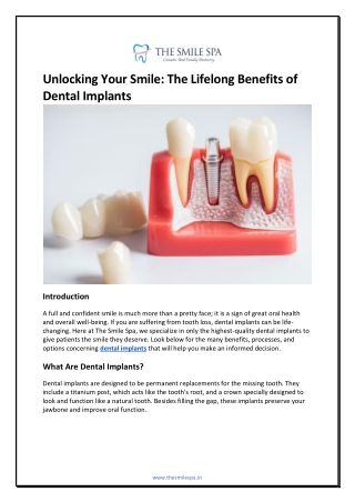 Unlocking Your Smile The Lifelong Benefits of Dental Implants