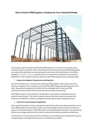 How to Select PEB Supplier in Gujarat for Your Industrial Needs