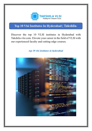 top 10 vlsi institutes in hyderabad takshila vlsi