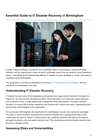 Essential Guide to IT Disaster Recovery in Birmingham