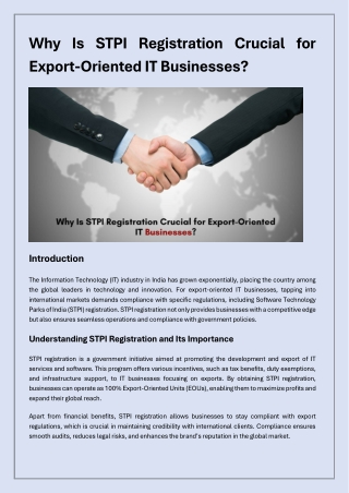 why is stpi registration crucial for export