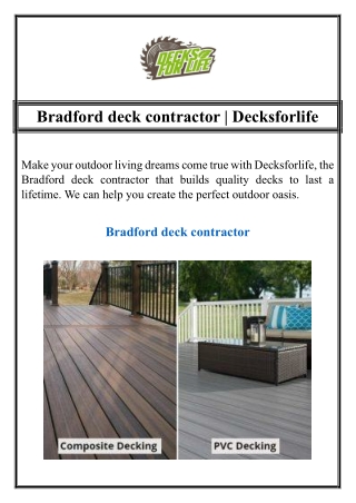 Bradford deck contractor