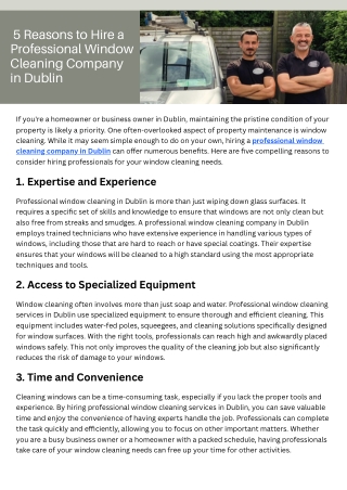 5 Reasons to Hire a Professional Window Cleaning Company in Dublin