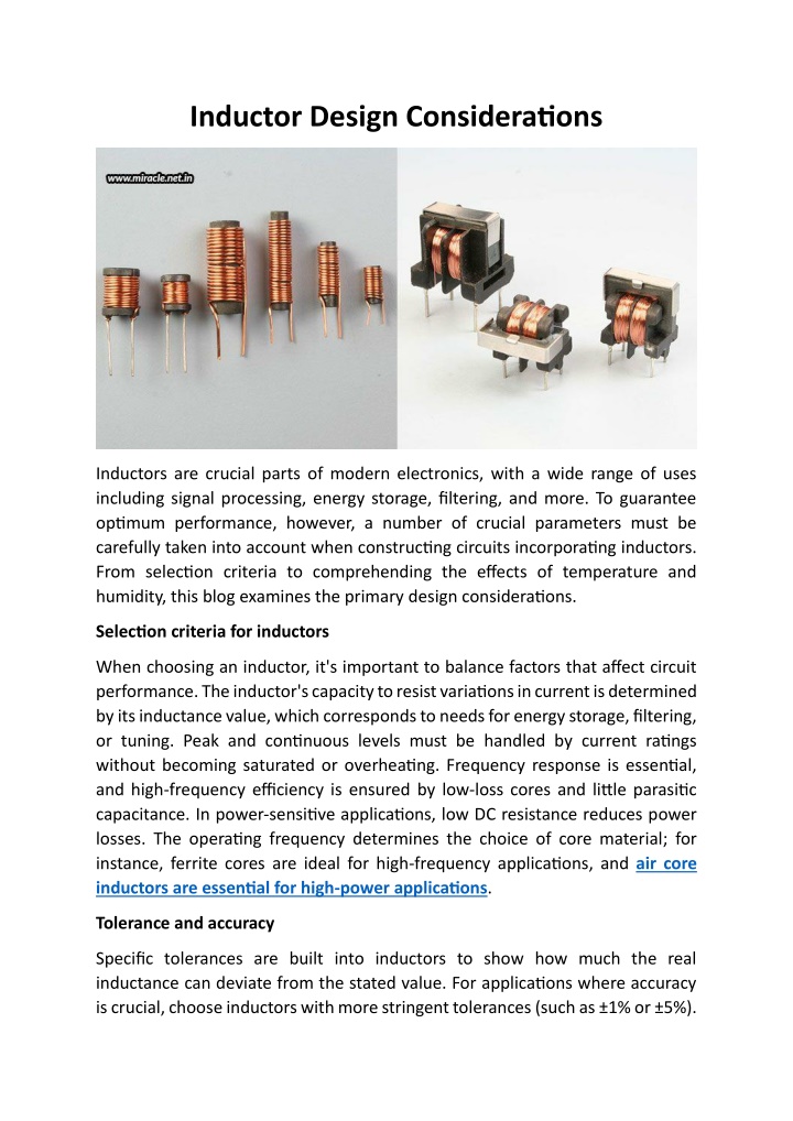 inductor design considerations