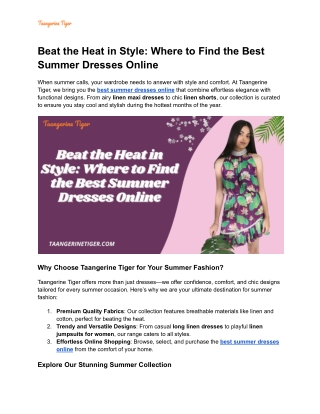 Beat the Heat in Style_ Where to Find the Best Summer Dresses Online
