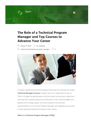 The Role of a Technical Program Manager and Top Courses to Advance Your Career