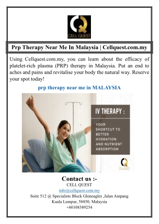 prp therapy near me in MALAYSIA