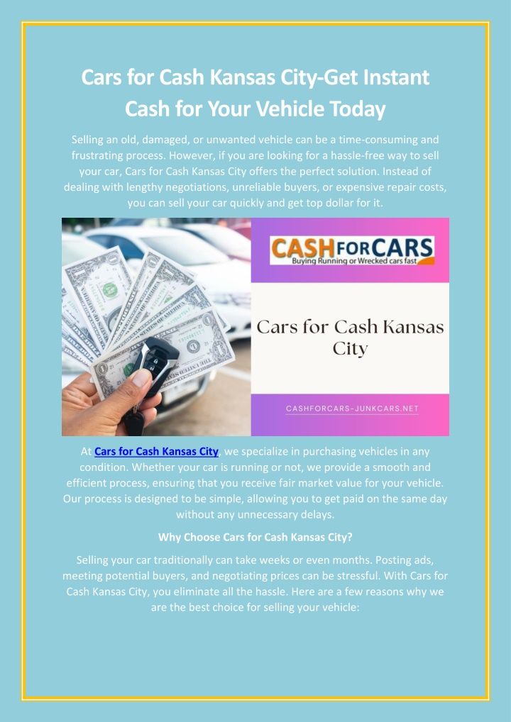 cars for cash kansas city get instant cash