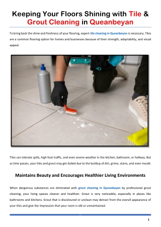Keeping Your Floors Shining with Tile & Grout Cleaning in Queanbeyan